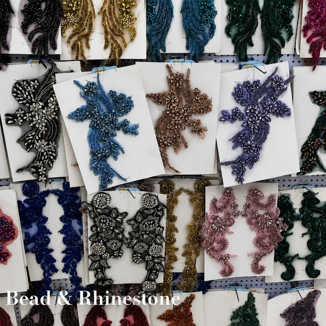 beaded and rhinestone appliqués for custom garment development