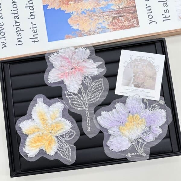 beaded bridal lace applique for wedding gown design