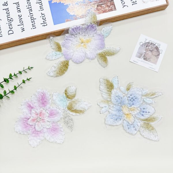 pastel 3D flower lace applique manufacturer